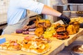 Table served with various dishes and appetizers Royalty Free Stock Photo