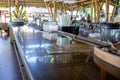 Table service at the bar near the beach