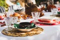 Table set for autumn season Royalty Free Stock Photo