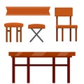 Table and set of chairs. Kitchen furniture and tablecloths Royalty Free Stock Photo