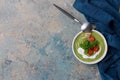 Table set with cream soup with broccoli Royalty Free Stock Photo