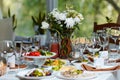 Table set for an event party or wedding reception Royalty Free Stock Photo