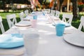 Table set for summer garden party, birthday celebration concept. Royalty Free Stock Photo