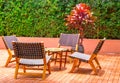 Table set on terrace. Royalty Free Stock Photo