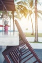 Table set up in restaurant interior,shalow deepth of field Royalty Free Stock Photo