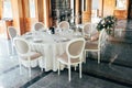 Table set for wedding or another catered event dinner Royalty Free Stock Photo