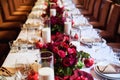 Table set for wedding or another catered event dinner Royalty Free Stock Photo