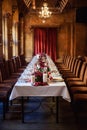 Table set for wedding or another catered event dinner Royalty Free Stock Photo