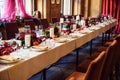 Table set for wedding or another catered event dinner Royalty Free Stock Photo