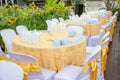Table set for wedding or another catered event dinner, luxury wedding table Royalty Free Stock Photo