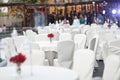 Table set for wedding or another catered event dinner, luxury wedding table setting for fine dining at outdoors