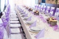 Table set for wedding purple decor