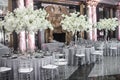 Table sets for wedding or another catered event dinner