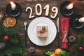 Table Setting Authentic New Year 2019 Royalty Free Stock Photo