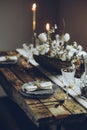 Table setting. beautifully decorated rustic table.