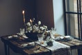 Table setting. beautifully decorated rustic table.