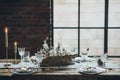 Table setting. beautifully decorated rustic table.