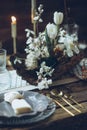 Table setting. beautifully decorated rustic table.