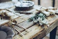 Table setting. beautifully decorated rustic table.