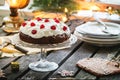 Table setting with chocolate cake Royalty Free Stock Photo