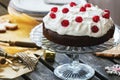 Table setting with chocolate cake Royalty Free Stock Photo