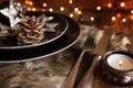 Table setting for a christmas meal Royalty Free Stock Photo