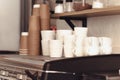 A table setting for coffee on the counter at a coffee house Royalty Free Stock Photo