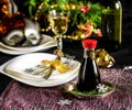 Table setting decoration for Christmas celebration Royalty Free Stock Photo