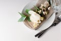 Table setting with floral decoration Royalty Free Stock Photo
