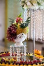 Table setting fruits at the wedding reception Royalty Free Stock Photo