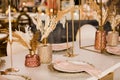 Table setting at a luxury wedding and Beautiful flowers on the table Royalty Free Stock Photo