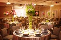 Table setting at a luxury wedding reception