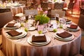 Table setting at a luxury wedding reception