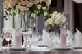 Table setting at a luxury wedding reception Royalty Free Stock Photo