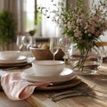 table s etting for a dinnertable setting in a restaurant table setting Royalty Free Stock Photo