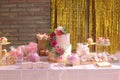 table setting of a pink birthday Royalty Free Stock Photo