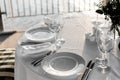 Table setting in restaurant interior Royalty Free Stock Photo