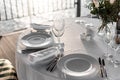 Table setting in restaurant interior Royalty Free Stock Photo