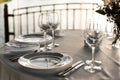 Table setting in restaurant interior