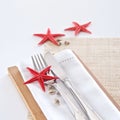 Table setting with seaside theme Royalty Free Stock Photo