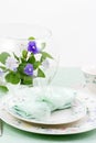 Table setting spring, aqua