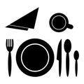 Table setting, top view, vector