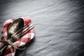 Table setting with vintage spoon and fork