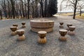 Table Of Silence Is One Of The Three Pieces Of Targu Jiu Monumental Ensemble Of The Romanian Sculptor Constantin Brancusi Royalty Free Stock Photo