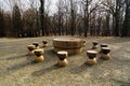 Table Of Silence Is One Of The Three Pieces Of Targu Jiu Monumental Ensemble Of The Romanian Sculptor Constantin Brancusi Royalty Free Stock Photo