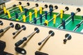 Table soccer. Game figures football players close up. An entertaining game for football fans. Royalty Free Stock Photo