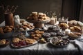 table spread with holiday cookies and pastries, ready for gifting