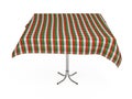 Table with stripped cloth, isolated, clipping path