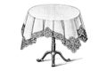 Table with tablecloth - 1905 Vintage Illustration Royalty Free Stock Photo