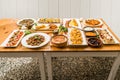 Table with tapas and typical Spanish food. Royalty Free Stock Photo